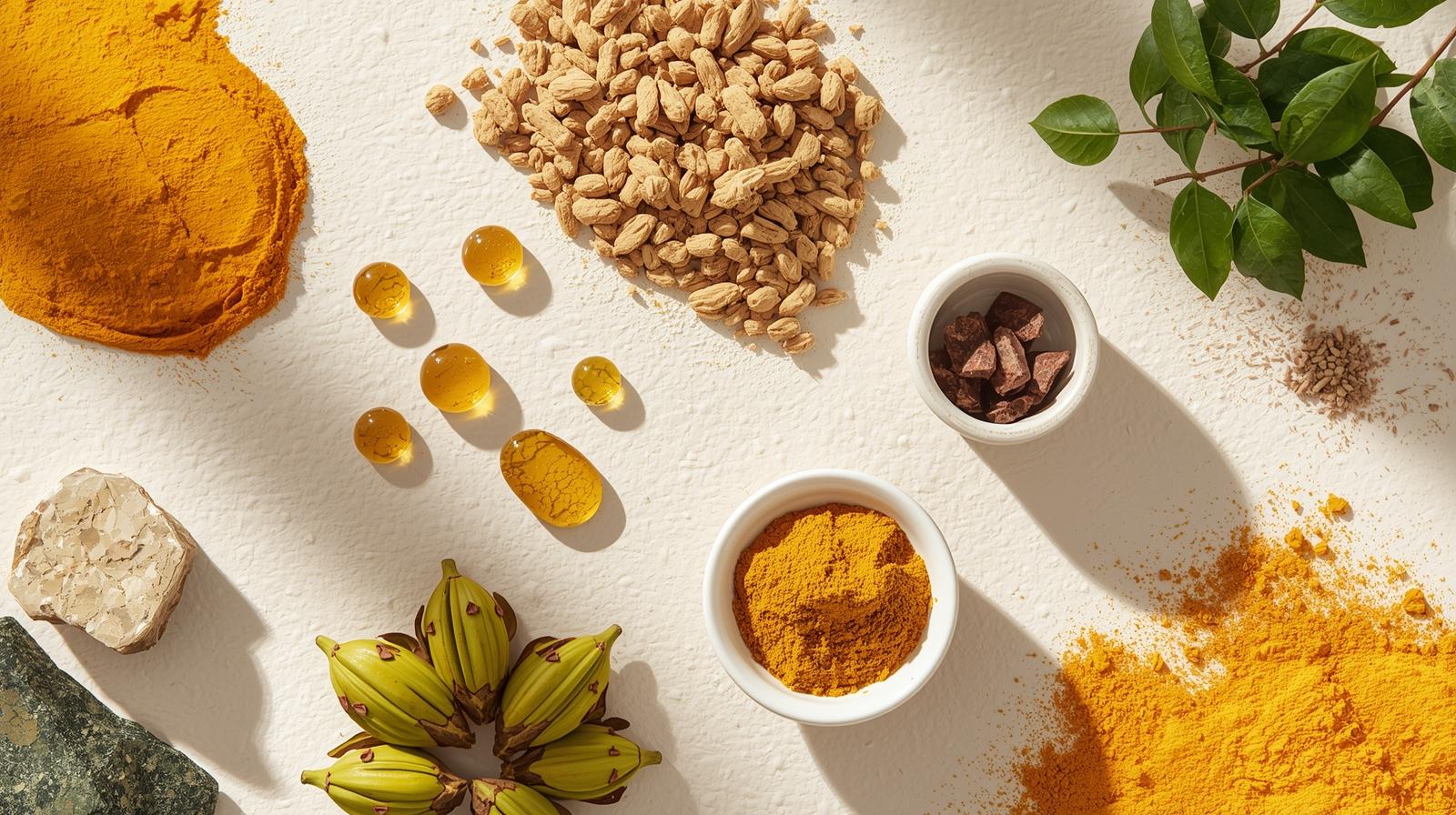 Curcumine, Fulvinezuur, MCT-poeder, Zink, Gotu Kola-extract, Tamarinde-extract, Chlorella poeder, Selenium, Zeoliet